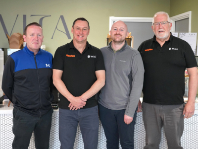 Pictured, from left to right, are Michael Taylor (Retail and Purchasing Coordinator, Teesside University), David Wood (Chief Operating Officer, Myco), Luke Atkinson (Deputy Head of Catering, Teesside University) and John Shepherd (Co-founder and chairman, Myco). Link to Research collaboration leads to food supply partnership.